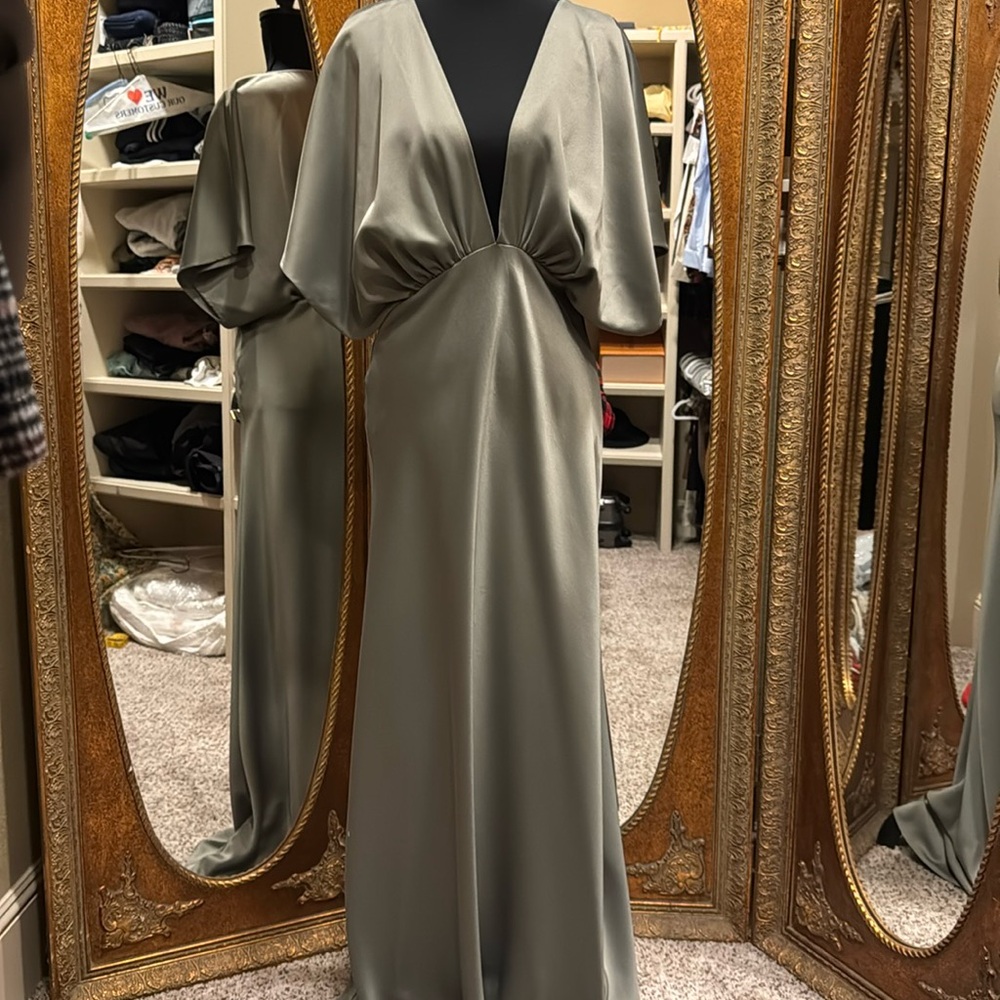 BHLDN Elegant Gray Maxi Dress
